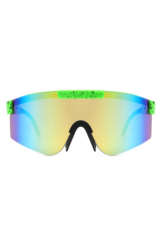 Mirrored Rectangle Sports Reflective Sunglasses