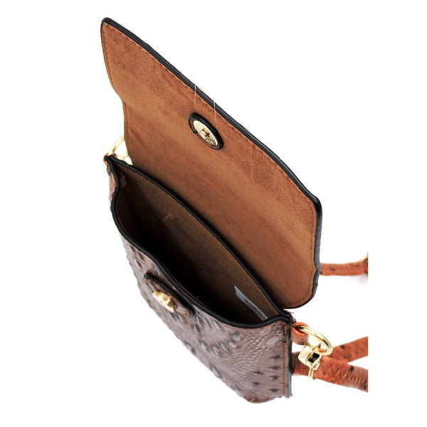 Ostrich Croc Crossbody Cell Phone Case
