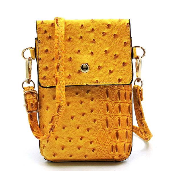 Ostrich Croc Crossbody Cell Phone Case