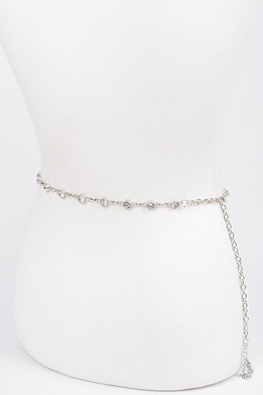 Rhinestone Station Mix Layer Chain Belt