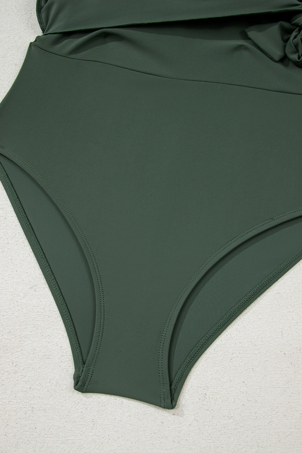 Mist Green Side Tied Waist Square Neck Adjustable Straps A-line One Piece Swim Dress