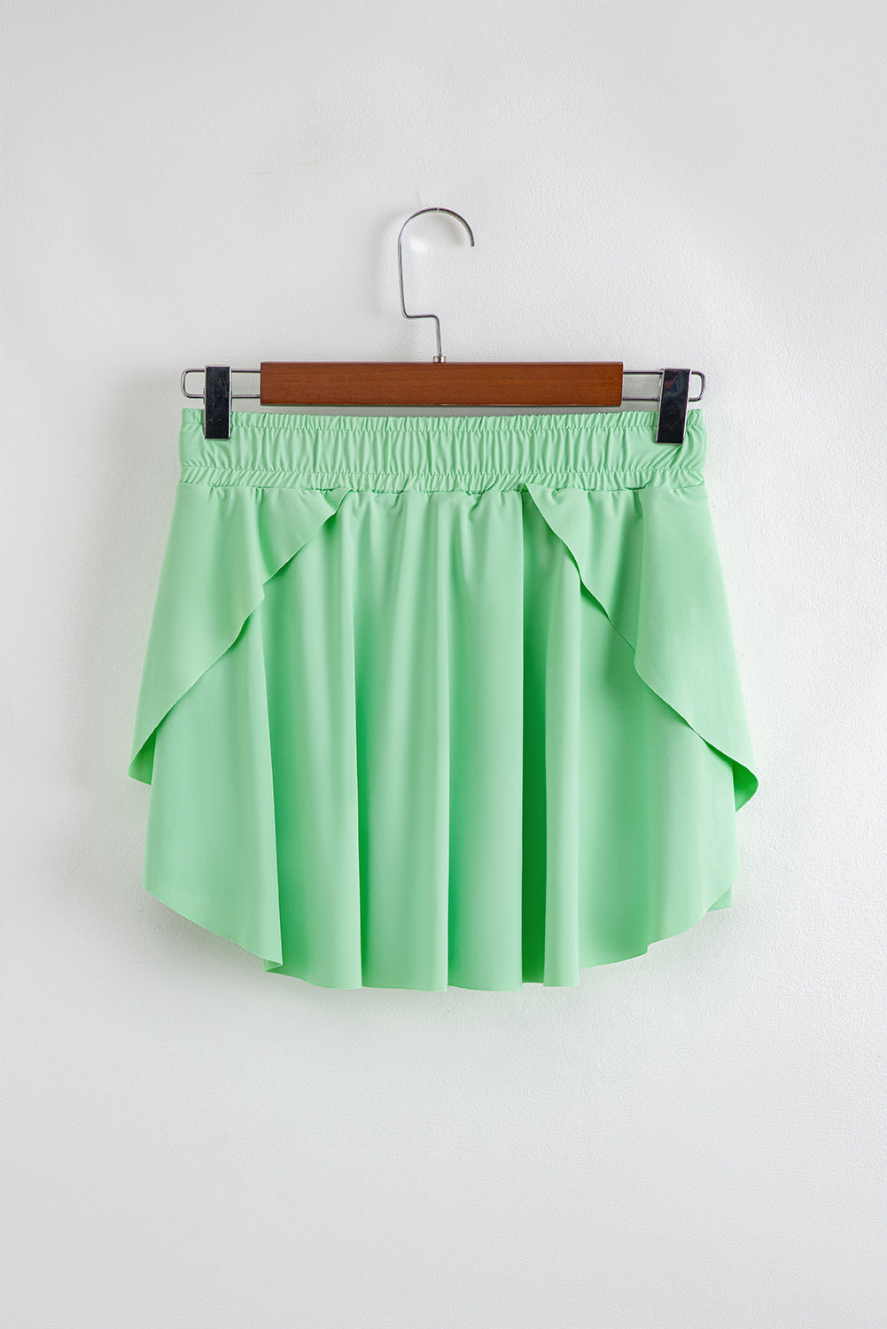 Light Green Drawstring High Waist Lined Tennis Skorts