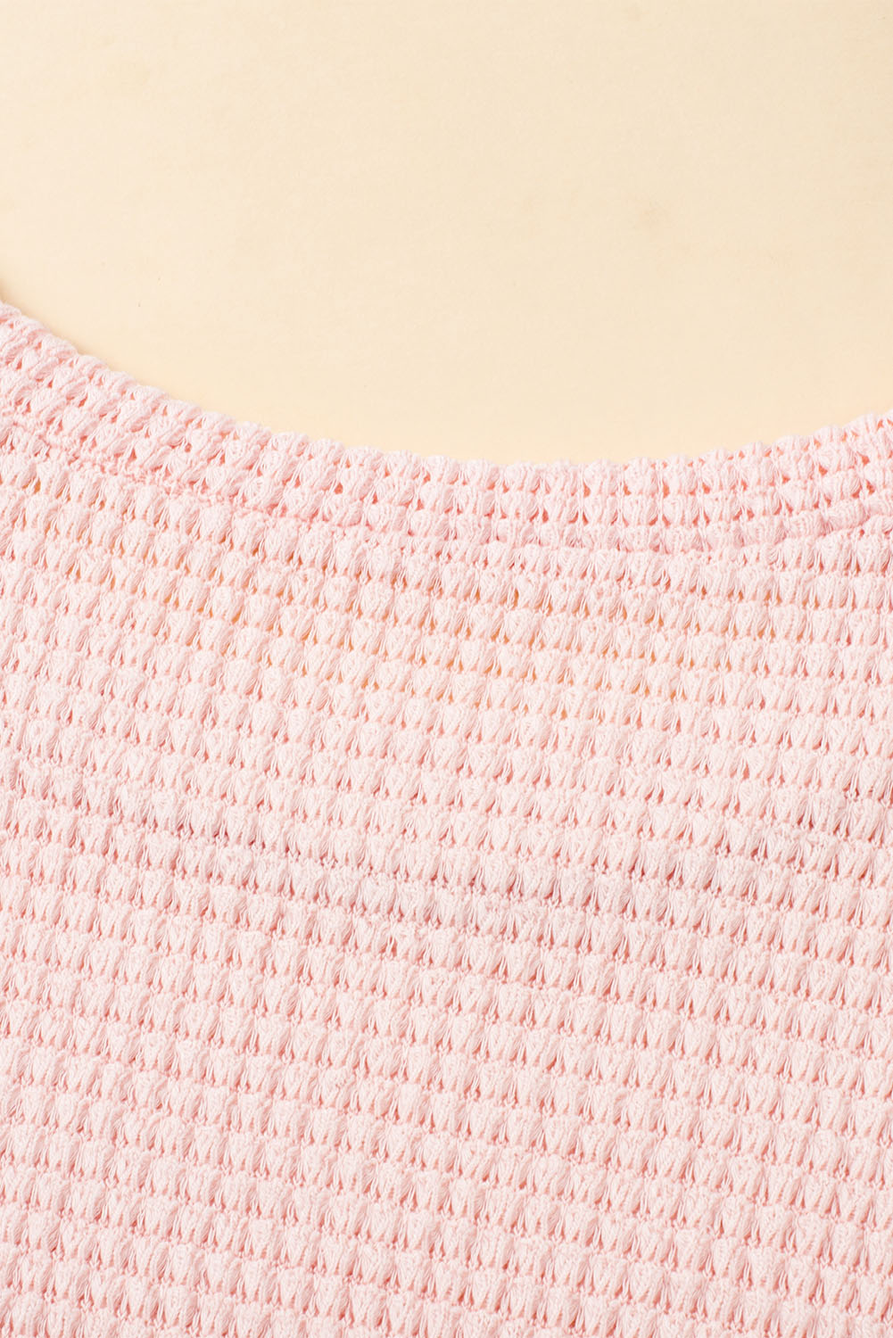 Pink Fringe Trim Textured Short Two Piece Set