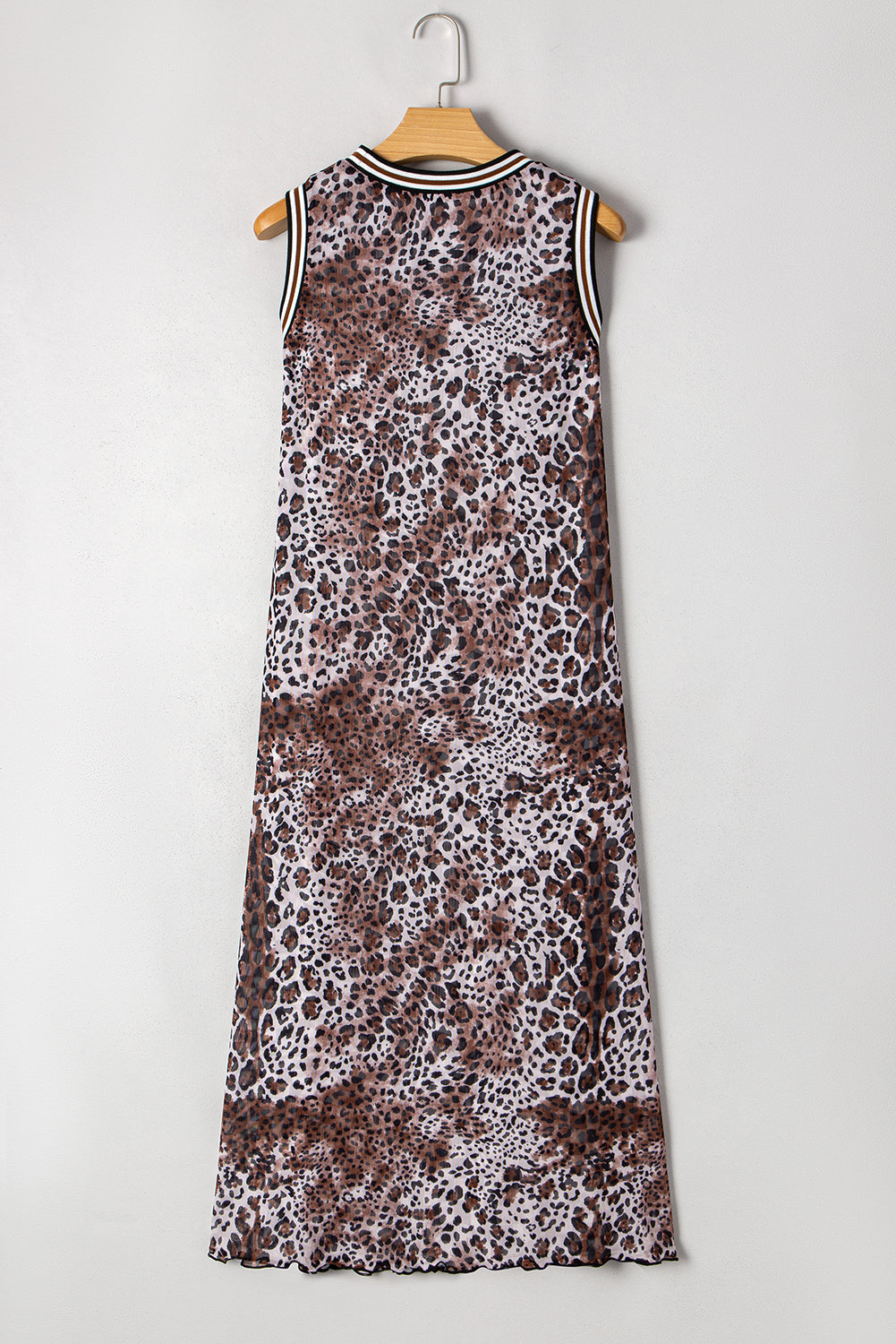 Multicolour Leopard Checkered Double Printed Reversible Sleeveless Long Dress