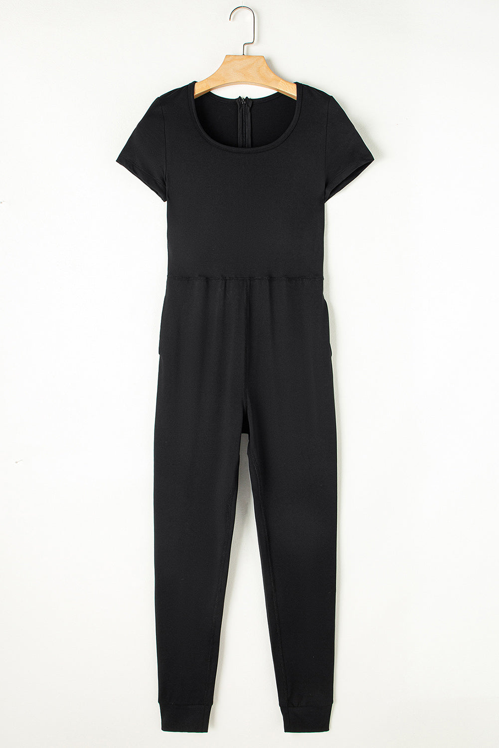 Black Short Sleeve Pocket Jogger Bottom Athleisure Jumpsuit