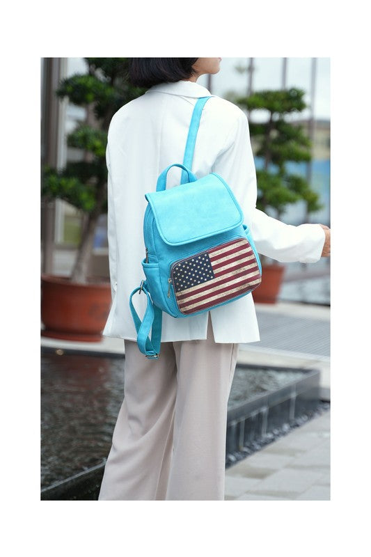 MKF Collection Regina Flag Women Backpack by Mia K