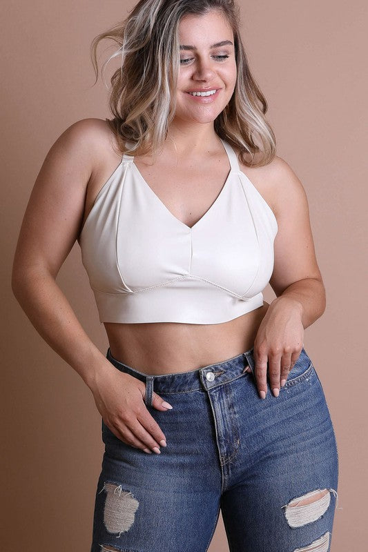 Faux Leather Longline Bralette Plus Size