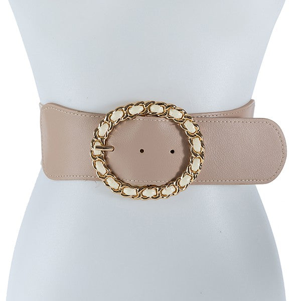 GOLD CIRCLE BUCKLE ELASTIC BAND BELT