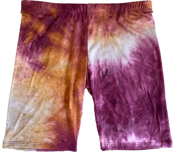 JUNIORS TIE DYE COTTON BIKER SHORTS