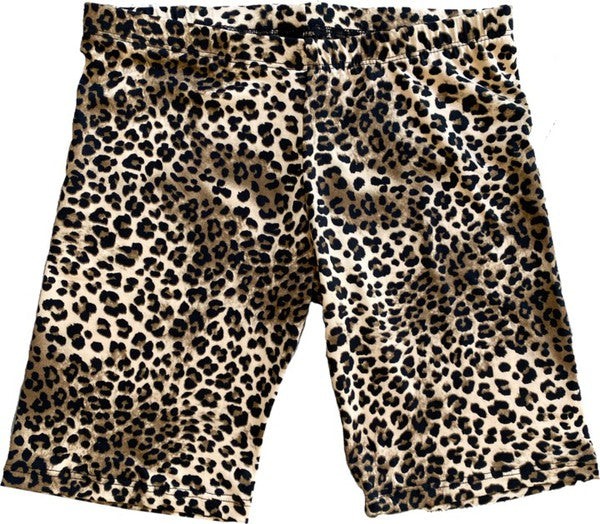 JUNIORS CHEETAH PRINT COTTON BIKER SHORTS