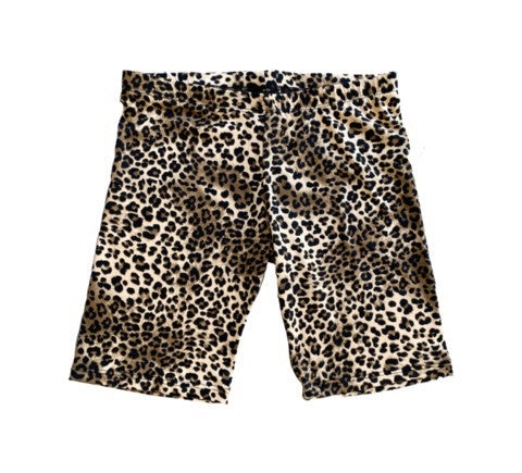 JUNIORS CHEETAH PRINT COTTON BIKER SHORTS