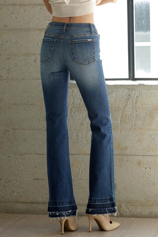 MID-RISE DOUBLE UN-HEM PREMIUM FLARE JEANS