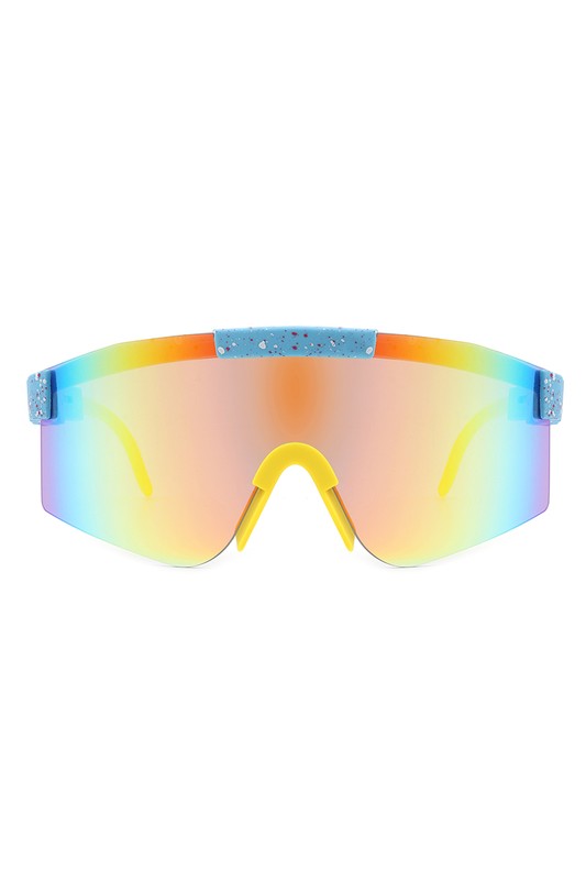 Mirrored Rectangle Sports Reflective Sunglasses