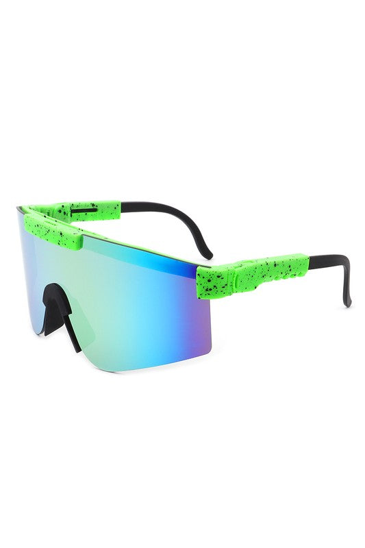 Mirrored Rectangle Sports Reflective Sunglasses