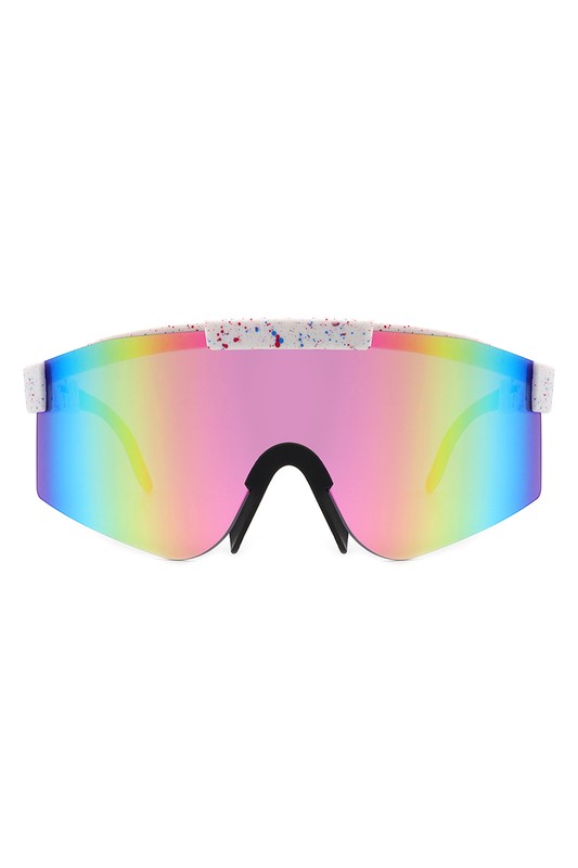 Mirrored Rectangle Sports Reflective Sunglasses