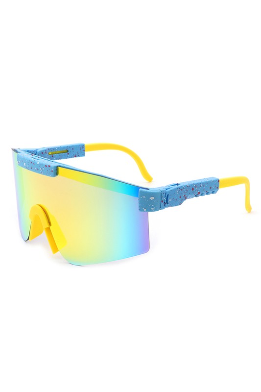 Mirrored Rectangle Sports Reflective Sunglasses