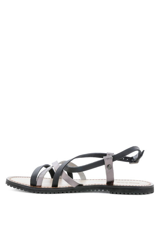 JUNE STRAPPY FLAT LEATHER SANDALS