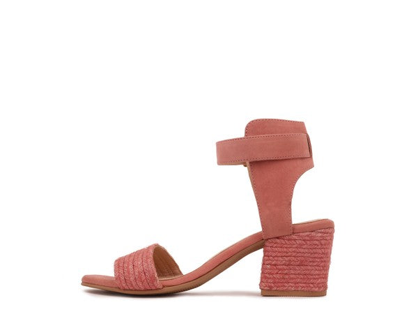 RAYNA BLUSH BRAIDED JUTE STRAP AND SUEDE SANDAL