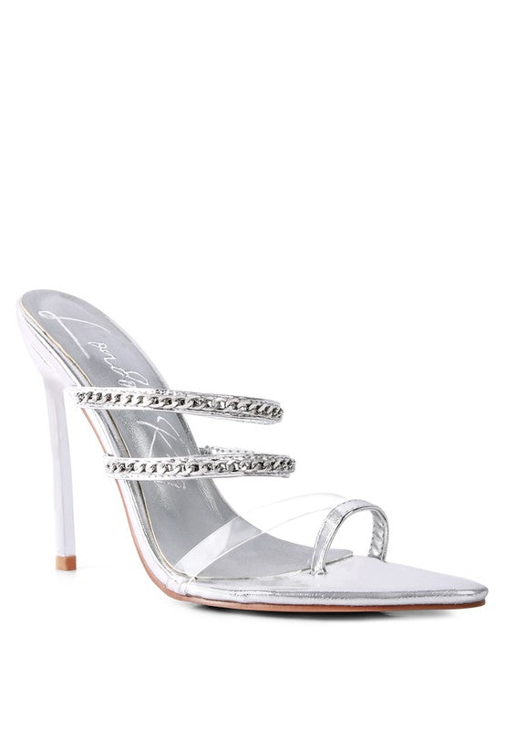 TICKLE ME HIGH HEELED TOE RING SANDALS