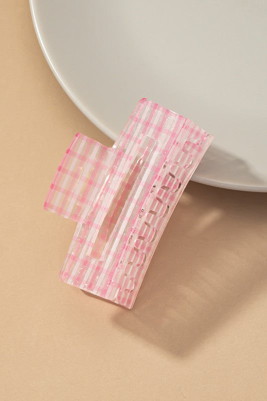 Transparent checker pattern hair claw clip