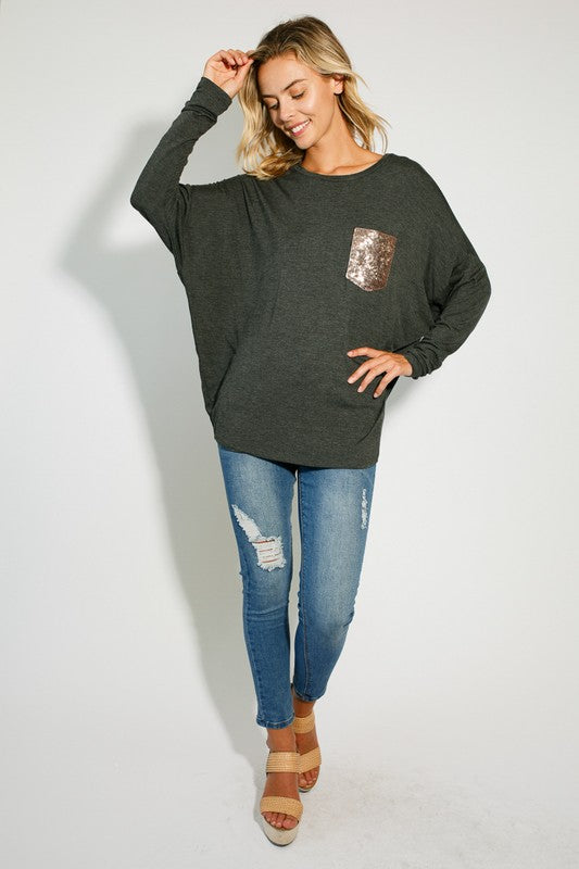 PLUS SEQUENCE POCKET DOLMAN SL TOP