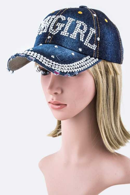 Crystal COWGIRL Embelished Fashion Denim Cap