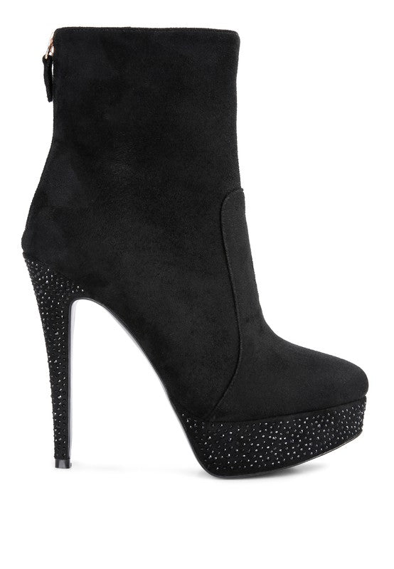 Espiree Microfiber High Heeled Ankle Boots