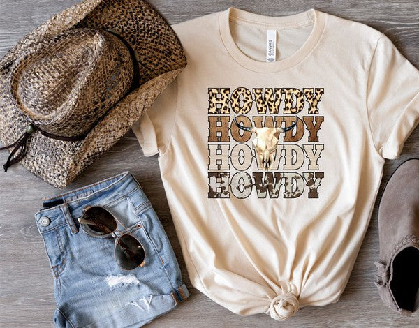 Stacked Howdy With Cowhead Boutique Tee