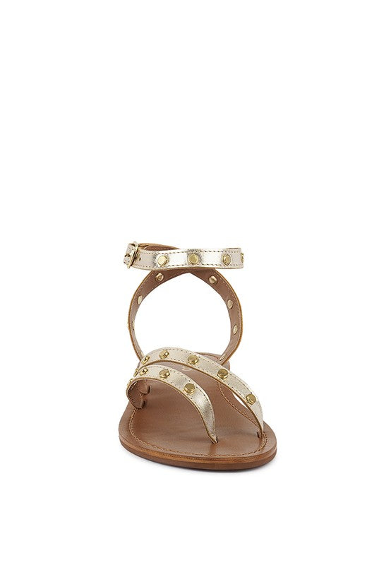 PRAH Studs Embellished Flat Sandals