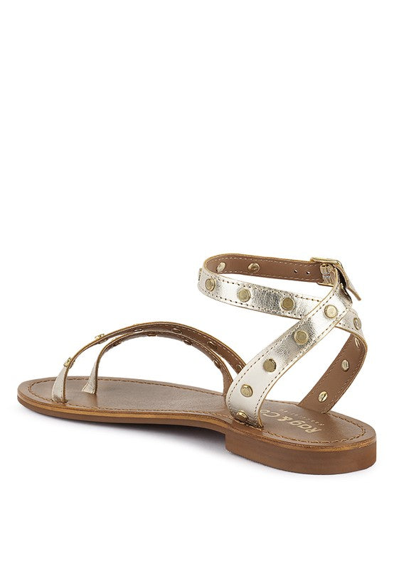 PRAH Studs Embellished Flat Sandals