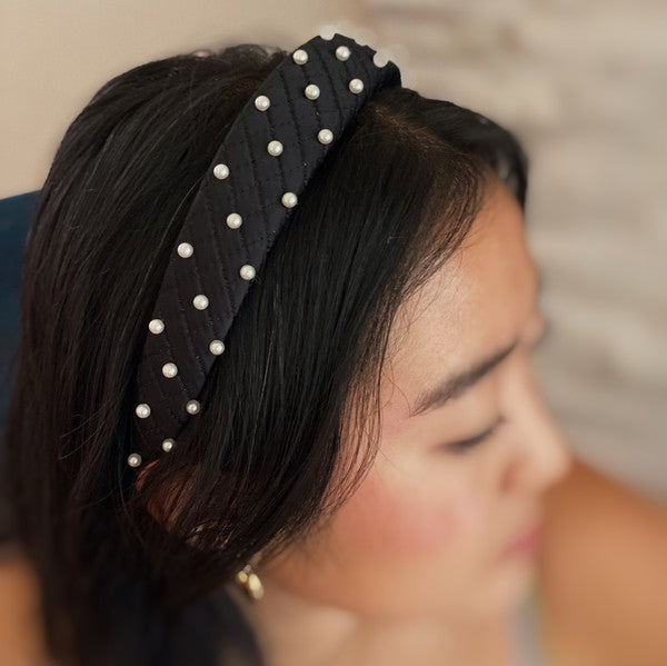 Quilted Elegance Pearl Headband