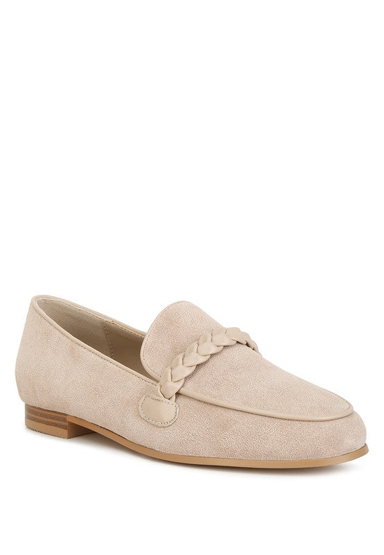 Echo Suede Leather Braided Detail Loafers