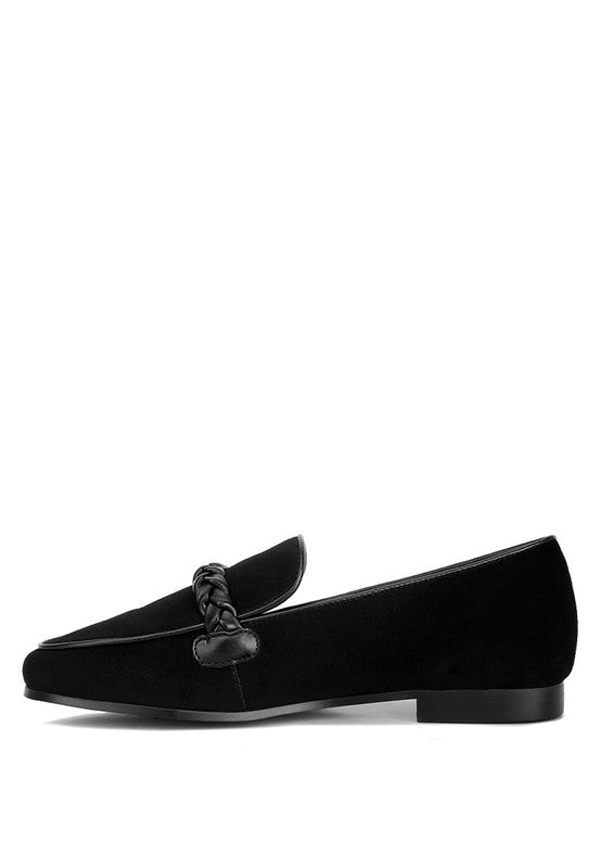 Echo Suede Leather Braided Detail Loafers