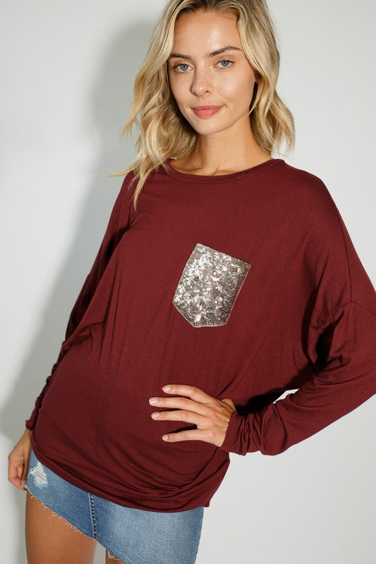 PLUS SEQUENCE POCKET DOLMAN SL TOP