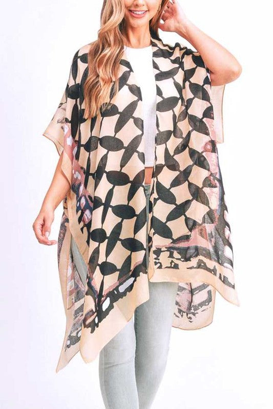 Checker Floral Fashion Kimono