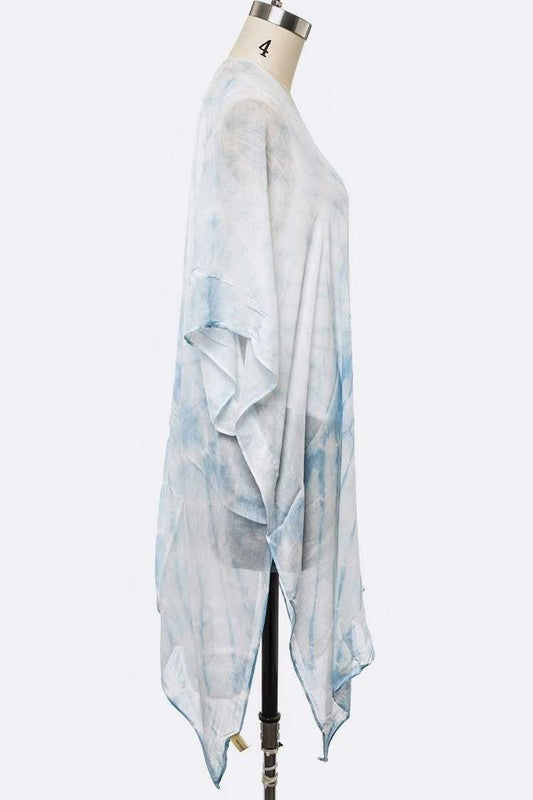 Tie Dyed Printed Feather Weight Long Kimono