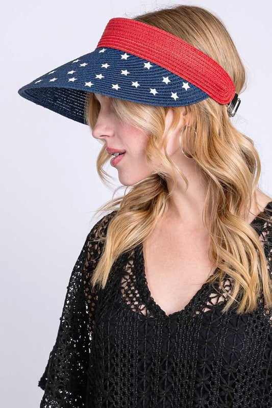 Americana Roll Up Straw Visor