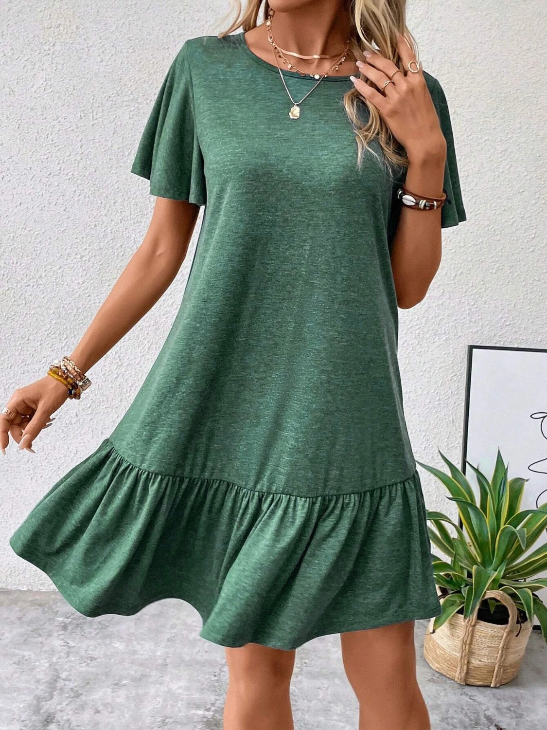 Round Neck Short Sleeve Tee Dress