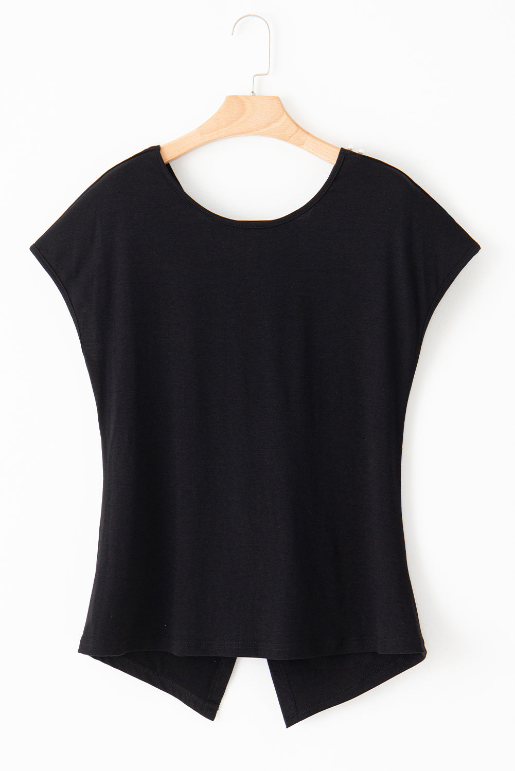 Black Pearls Embellished Twist Back Tee