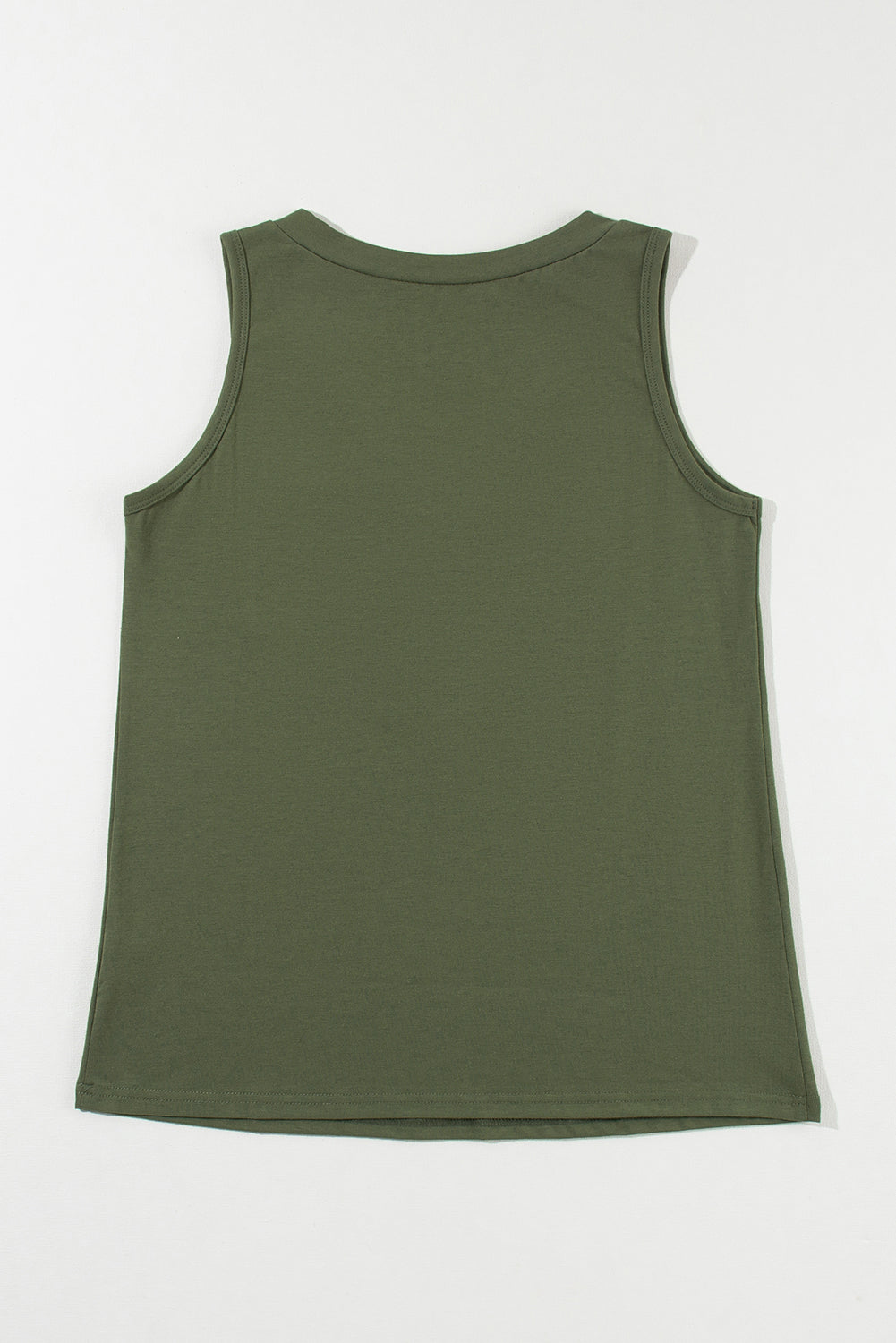 Jungle Green Half Button V Neck Patched Pocket Tank Top