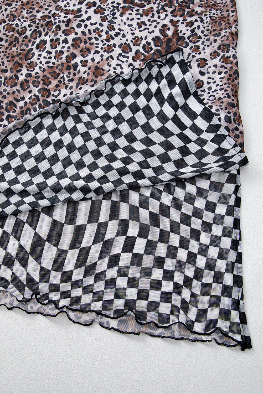 Multicolour Leopard Checkered Double Printed Reversible Sleeveless Long Dress