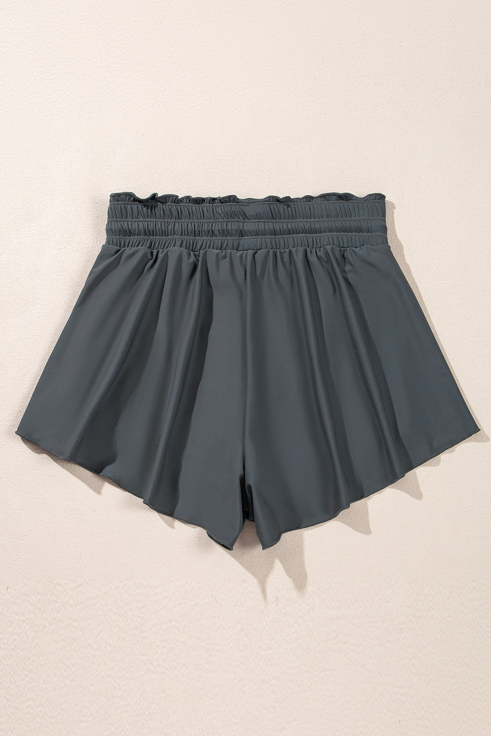 Dark Grey Frilly High Waist Petal Wrap Swim Shorts