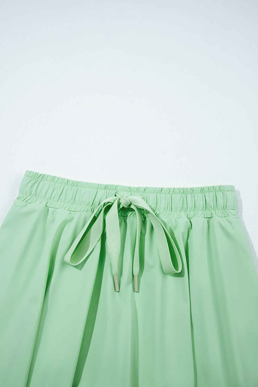 Light Green Drawstring High Waist Lined Tennis Skorts