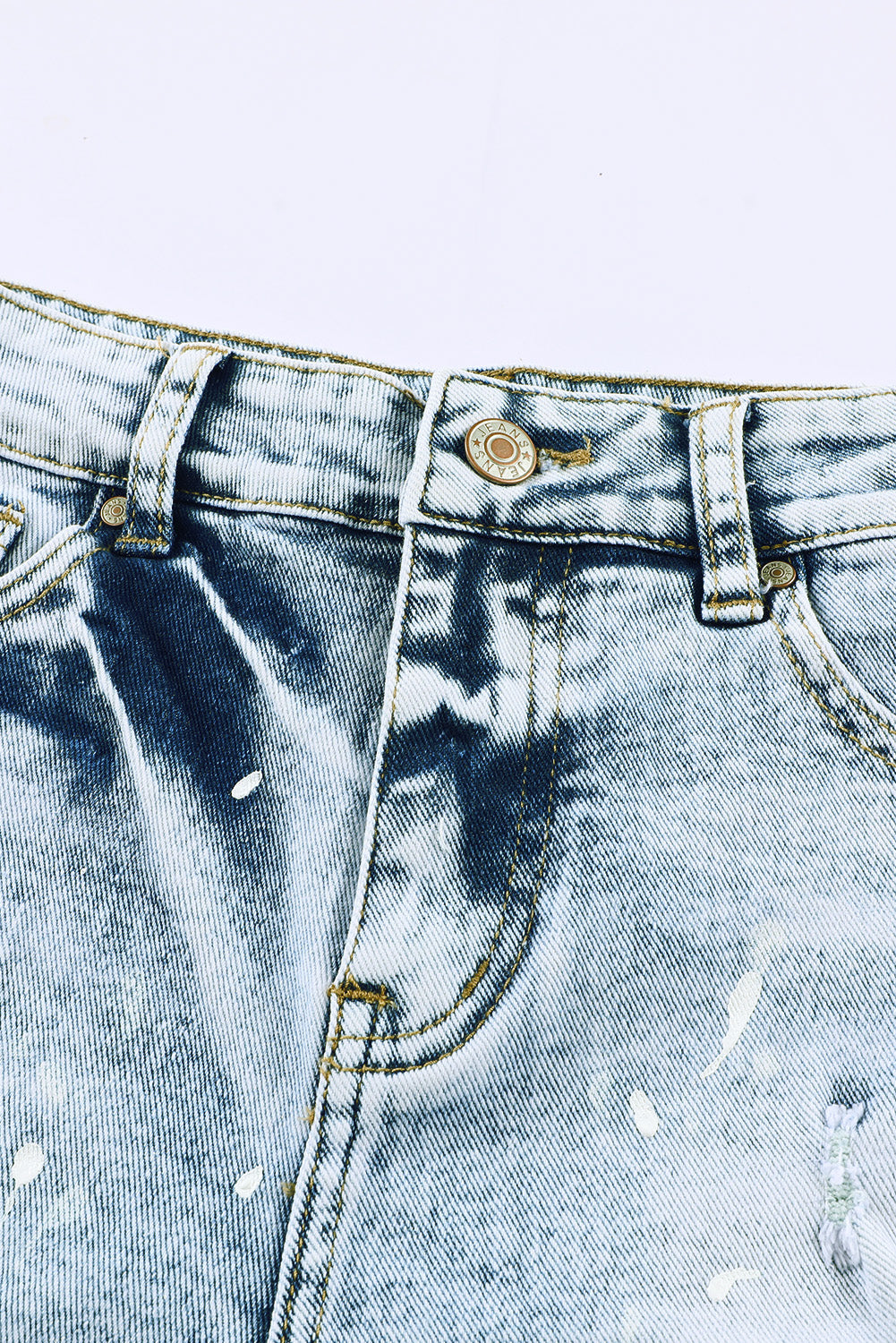 Sky Blue Distressed Bleached Denim Shorts