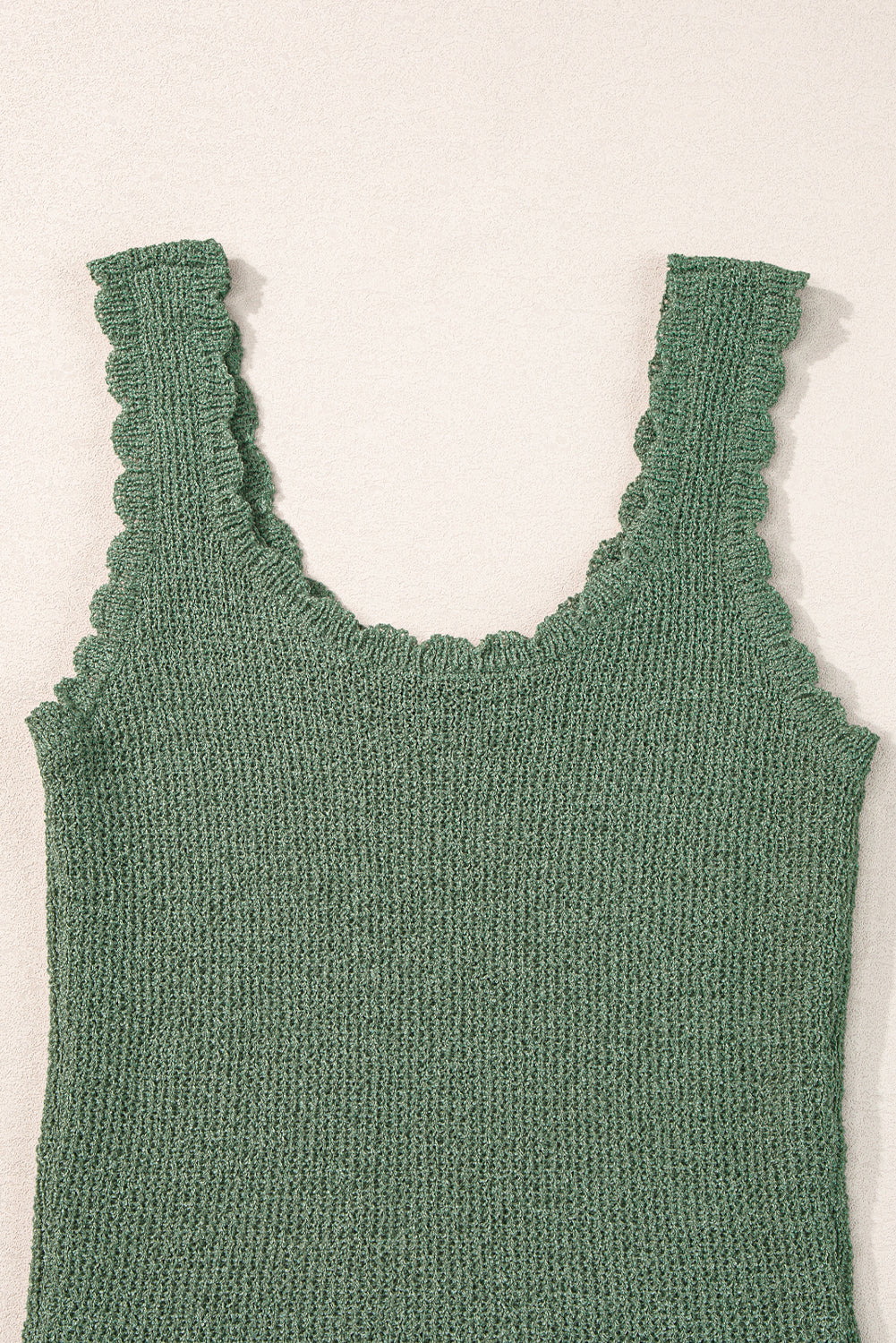 Mist Green U Neck Scallop Trim Sweater Vest