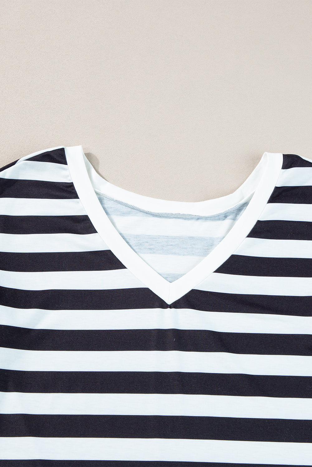 Black Striped V Neck Ruffle Sleeve Top