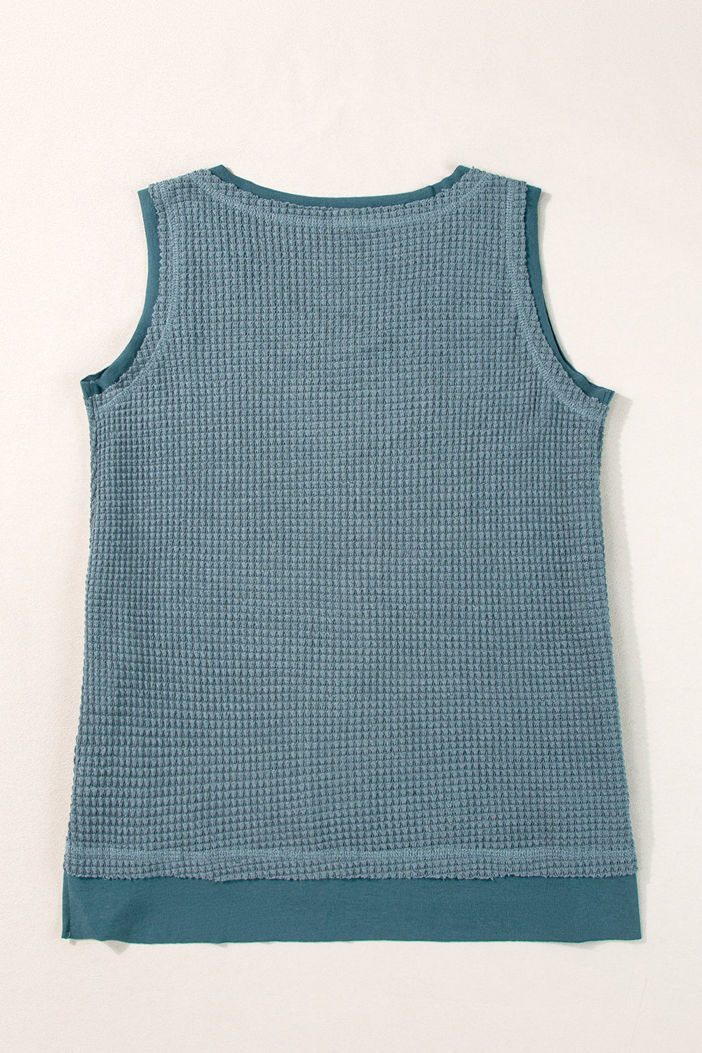 Real Teal Scoop Neck Waffle Knit Flowy Vest