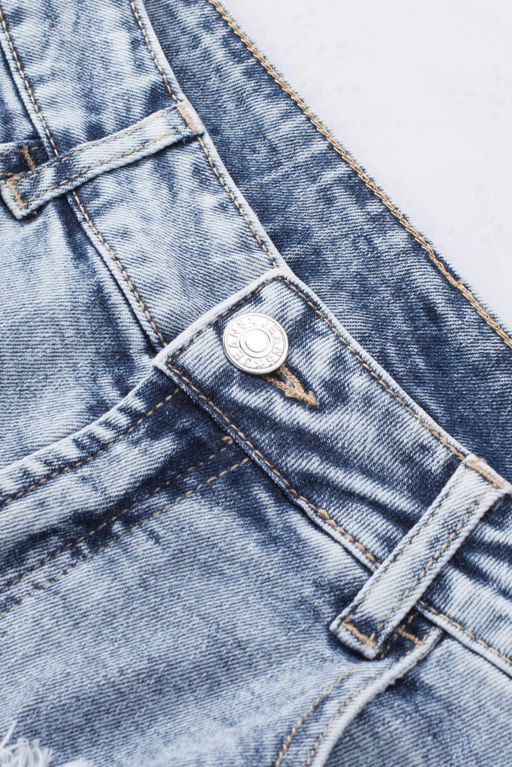 Sky Blue Bleached Wash Distressed Denim Shorts