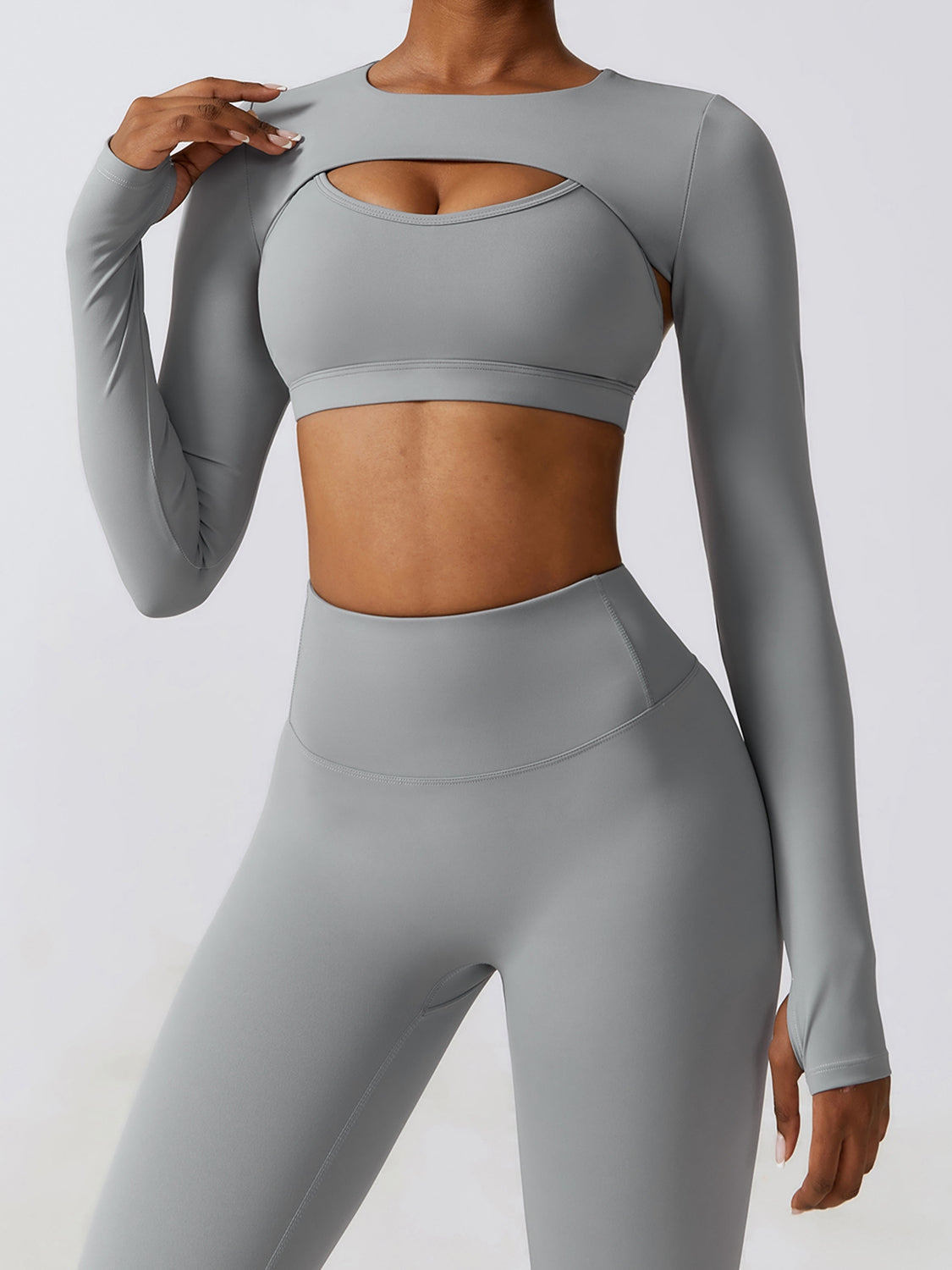 Cropped Cutout Long Sleeve Sports Top