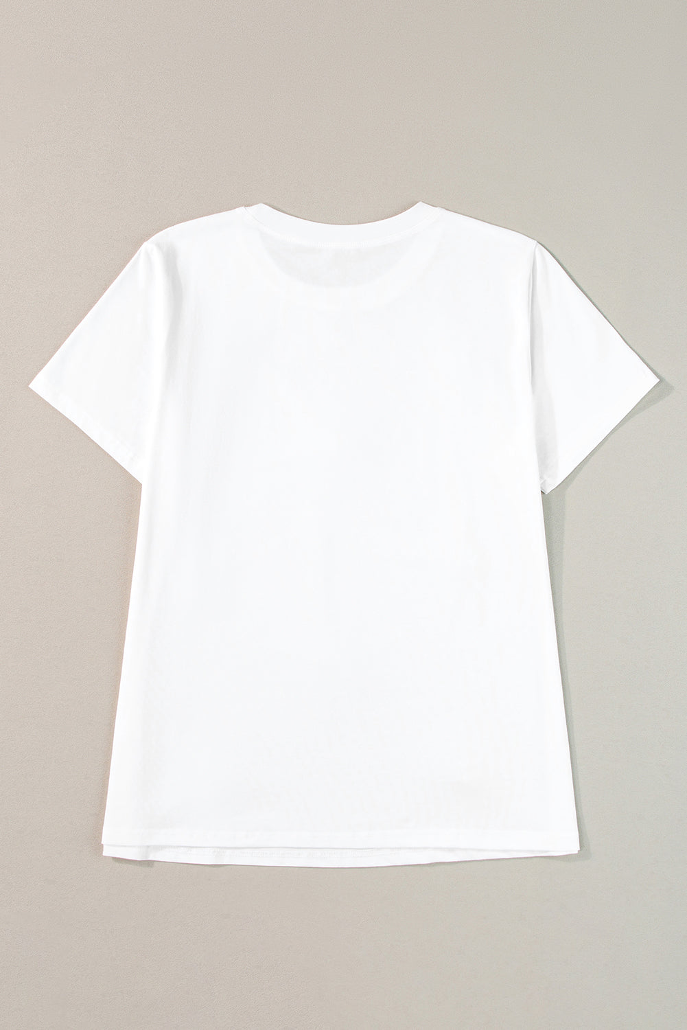 White Flower Applique Round Neck T-shirt